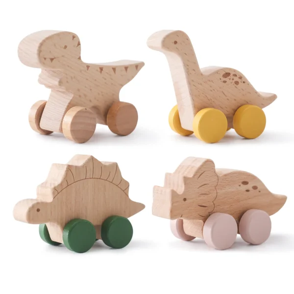 Dinosaurio con Ruedas de Madera