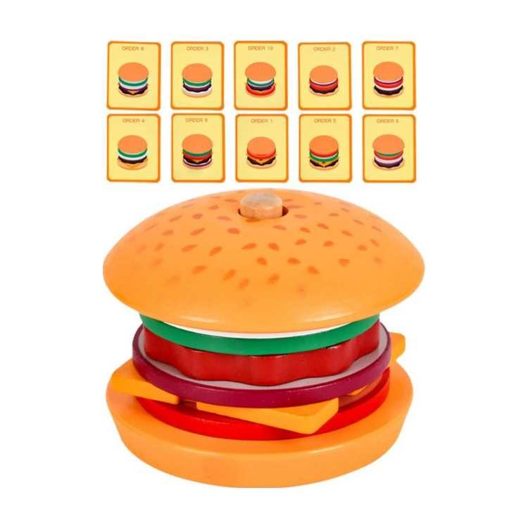 Hamburguesa de Madera Apilable y 10 cartas de combinaciones