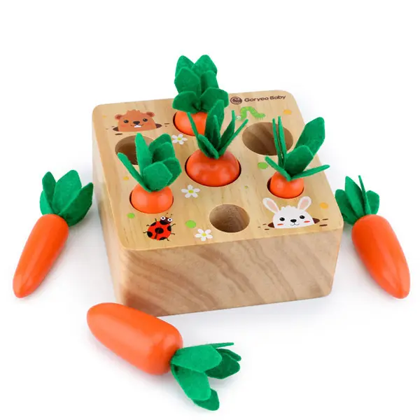 Set Juego Zanahorias Montessori con 7 zanahorias, vista frontal